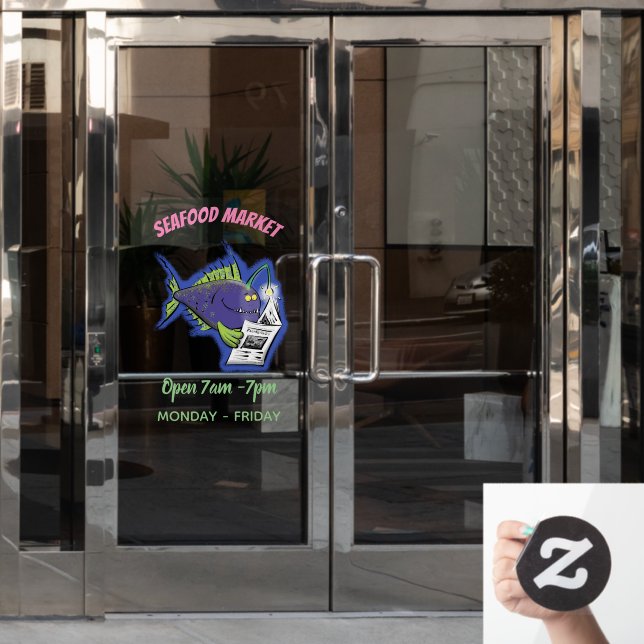 Vinilos Para Cristales Personalizado divertida de pescados y mariscos (Puerta de oficina)