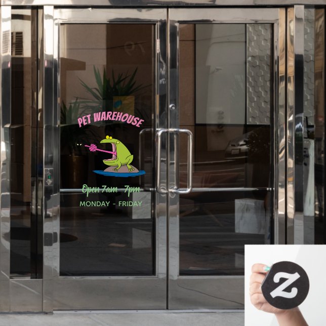 Vinilos Para Cristales Personalizado divertida de rana y mosca (Puerta de oficina)