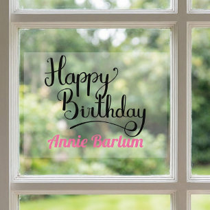 Vinilos Para Cristales Personalizado Feliz Cumpleaños Ventana Rosa de Fue