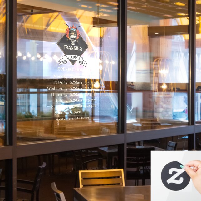 Vinilos Para Cristales Personalizado Horarios de apertura Logo del taller (ventana del restaurante)