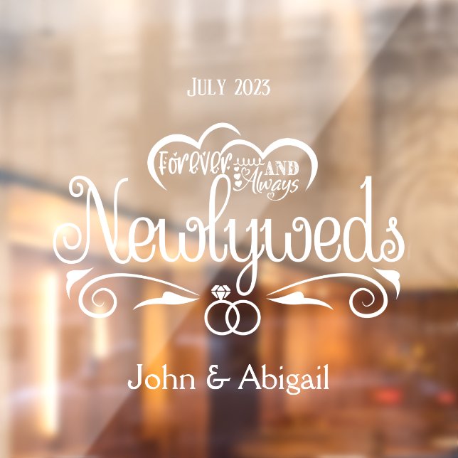 Vinilos Para Cristales Personalizado recién casados para siempre y ventan (Hoja 2)