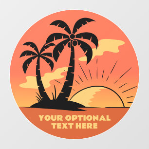 Vinilos Para Cristales Personalizado Texto Isla tropical Atardecer
