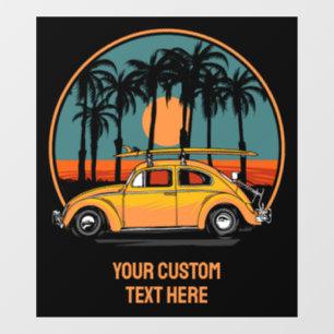 Vinilos Para Cristales Personalizado Texto Surfer Tropical Sunset