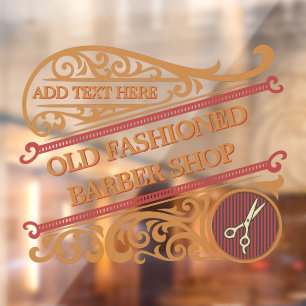 Vinilos Para Cristales Personalizar Antigua Barbería de Oro Burgundy