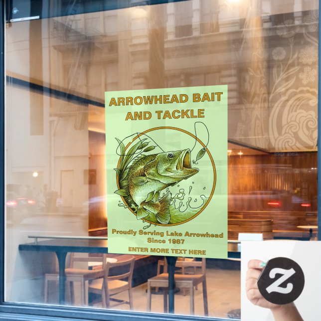 Vinilos Para Cristales Personalizar Bait Tackle Shop Largemouth Bass Lure (Ventana de cafetería)