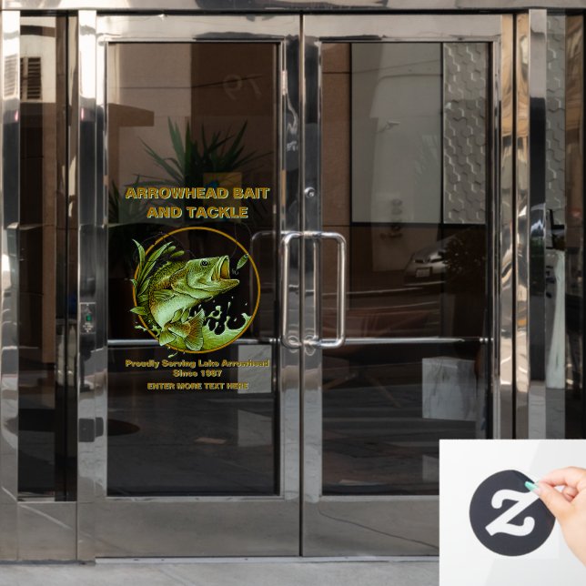 Vinilos Para Cristales Personalizar Bait Tackle Shop Largemouth Bass Lure (Puerta de oficina)