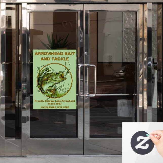 Vinilos Para Cristales Personalizar Bait Tackle Shop Largemouth Bass Lure (Puerta de oficina)