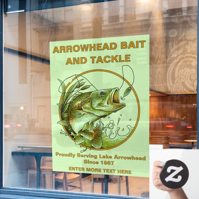 Vinilos Para Cristales Personalizar Bait Tackle Shop Largemouth Bass Lure (Ventana de cafetería)