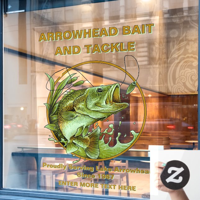 Vinilos Para Cristales Personalizar Bait Tackle Shop Largemouth Bass Lure (Ventana de cafetería)