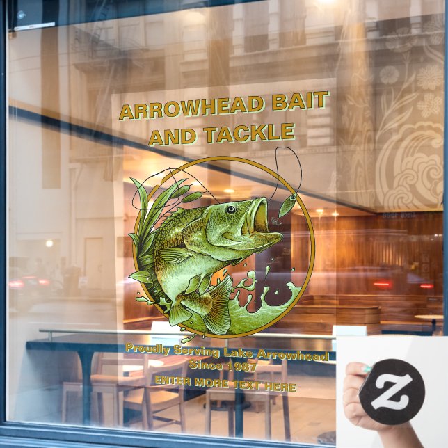 Vinilos Para Cristales Personalizar Bait Tackle Shop Largemouth Bass Lure (Ventana de cafetería)