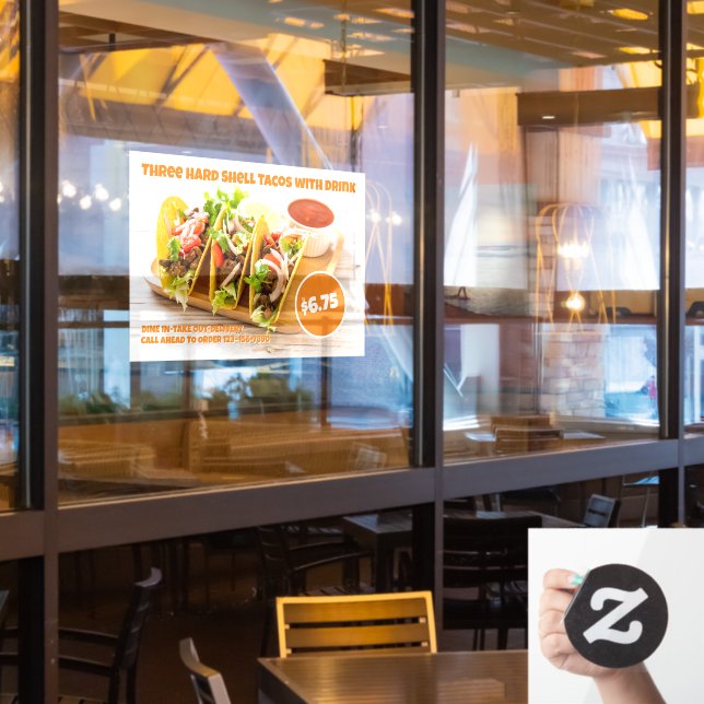 Vinilos Para Cristales Personalizar comida mexicana cascarón duro Tacos b (ventana del restaurante)