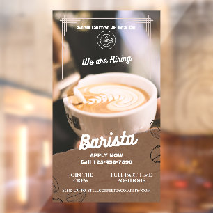 Vinilos Para Cristales Personalizar Contratación de Barista Mínimo Marrón