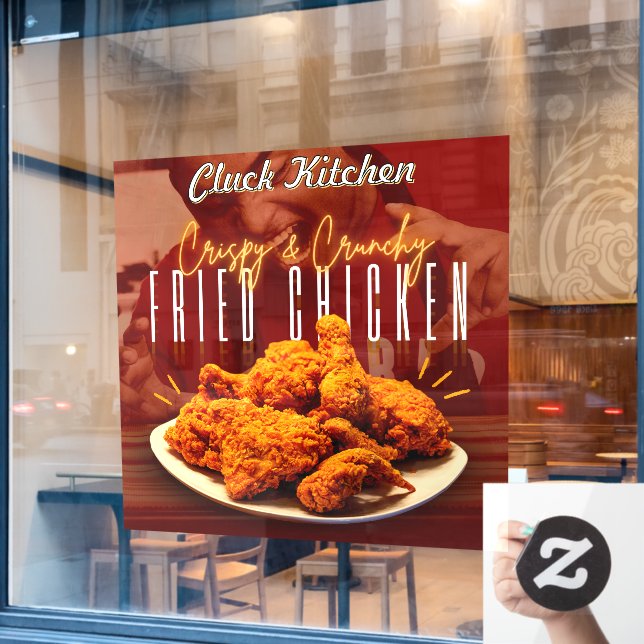 Vinilos Para Cristales Personalizar Crispy Crunchy Fried Chicken Promo (Ventana de cafetería)