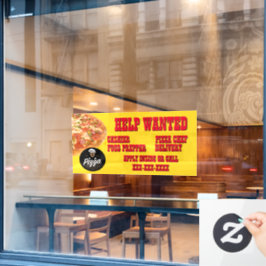 Vinilos Para Cristales Personalizar  de Pizza Ayuda a Tienda Buscada Logo
