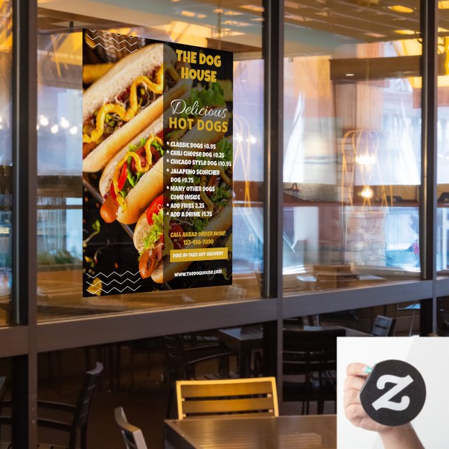 Vinilos Para Cristales Personalizar Delicious Hotdogs Medium (ventana del restaurante)