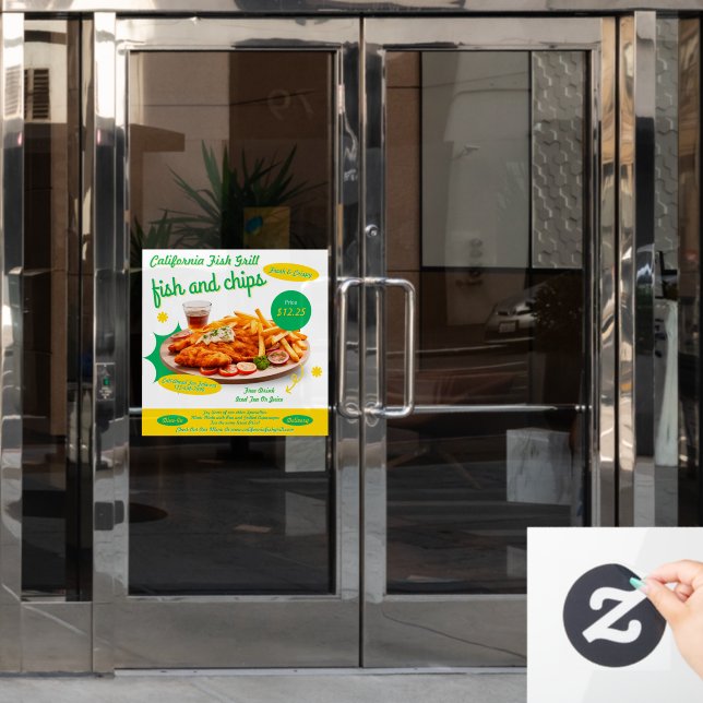 Vinilos Para Cristales Personalizar Fish And Chips Cafe Ventas Puerta Pro (Puerta de oficina)