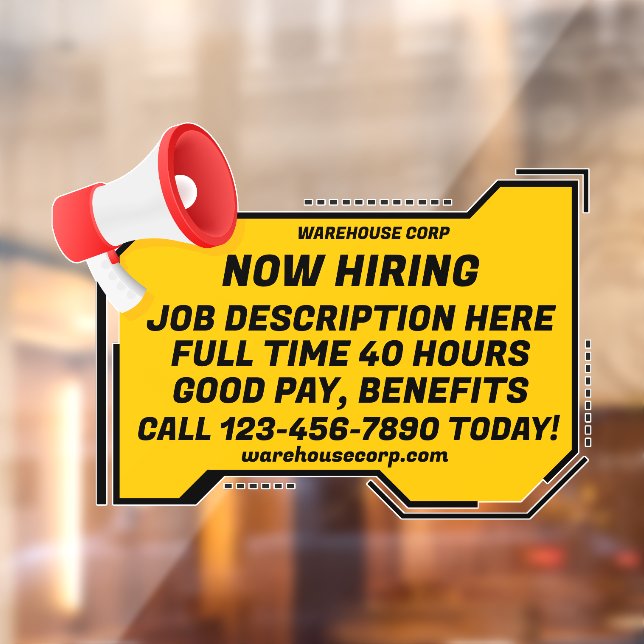 Vinilos Para Cristales Personalizar Genérico de Loud Speaker Now Hiring (Hoja 2)