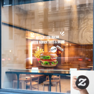 Vinilos Para Cristales Personalizar Hamburguesa Deluxe Papas fritas Bebid