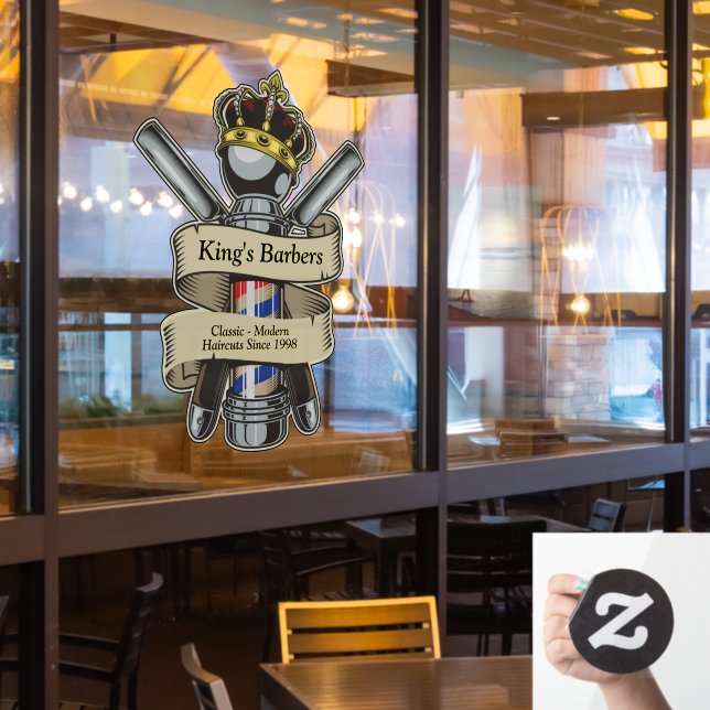 Vinilos Para Cristales Personalizar King Royal Crown Barshop (ventana del restaurante)