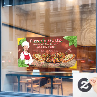 Vinilos Para Cristales Personalizar Mujer Chef Pizza Restaurante Promocio