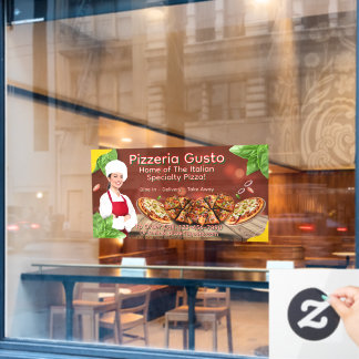 Vinilos Para Cristales Personalizar Mujer Chef Pizza Restaurante Promocio