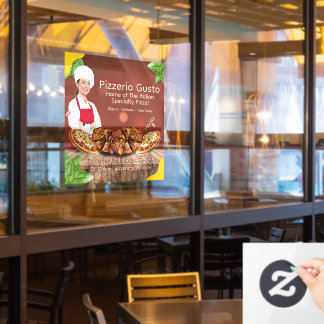 Vinilos Para Cristales Personalizar Mujer Chef Pizza Restaurante Promocio