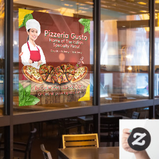 Vinilos Para Cristales Personalizar Mujer Chef Pizza Restaurante Promocio