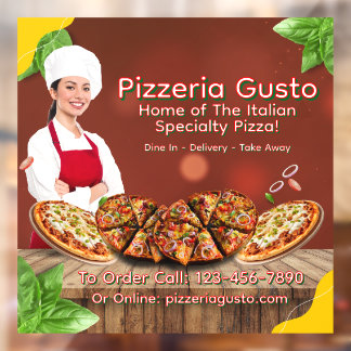 Vinilos Para Cristales Personalizar Mujer Chef Pizza Restaurante Promocio