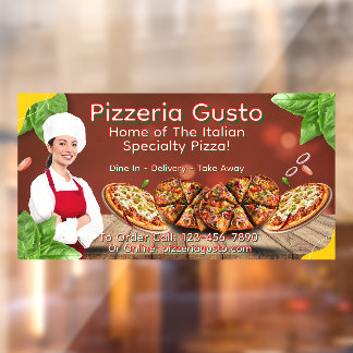 Vinilos Para Cristales Personalizar Mujer Chef Pizza Restaurante Promocio