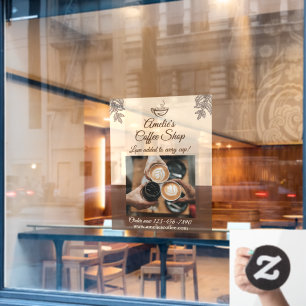 Vinilos Para Cristales Personalizar Negocio de Cafetería Frente Medio