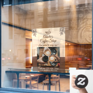 Vinilos Para Cristales Personalizar Negocio de Cafetería Frente Medio