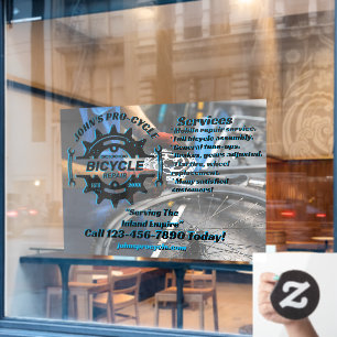 Vinilos Para Cristales Personalizar negocio de reparación de bicicletas p