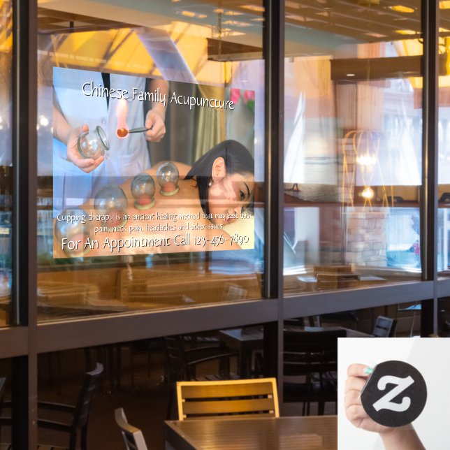 Vinilos Para Cristales Personalizar Negocio de Terapia de Ventosas de Acu (ventana del restaurante)