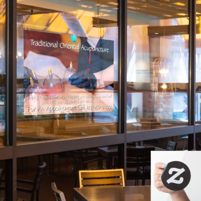 Vinilos Para Cristales Personalizar Negocio de Terapia de Ventosas de Acu (ventana del restaurante)