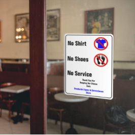 Vinilos Para Cristales Personalizar Negocio Sin Camisa Sin Zapatos Sin Se