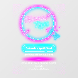 Vinilos Para Cristales Personalizar Neon Karaoke Noche Grande