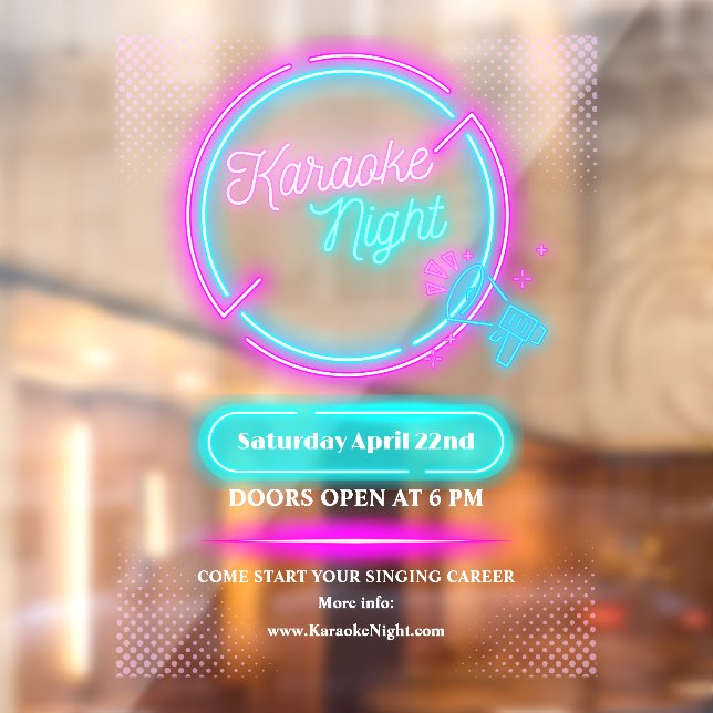 Vinilos Para Cristales Personalizar Neon Karaoke Noche Grande (Hoja 2)