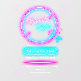 Vinilos Para Cristales Personalizar Neon Karaoke Noche Pequeña Entrada