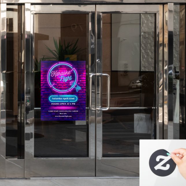 Vinilos Para Cristales Personalizar Neon Karaoke Noche Pequeña Puerta Tam (Puerta de oficina)