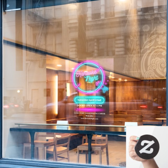 Vinilos Para Cristales Personalizar Neon Karaoke Noche Tamaño medio (Ventana de cafetería)