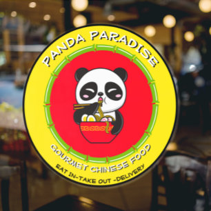 Vinilos Para Cristales Personalizar Panda Bear Noodles Restaurante Chino