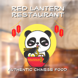 Vinilos Para Cristales Personalizar Panda Bear Noodles Restaurante Chino