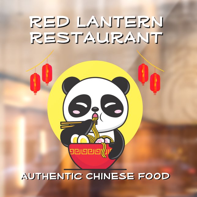 Vinilos Para Cristales Personalizar Panda Bear Noodles Restaurante Chino (Hoja 2)