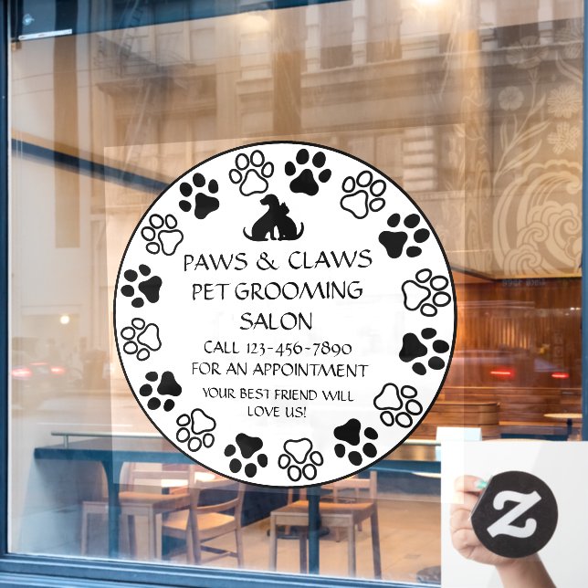 Vinilos Para Cristales Personalizar Paws Mascota Grooming Front (Ventana de cafetería)
