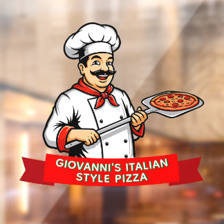 Vinilos Para Cristales Personalizar Pizza Promocional Estilo Chef Italian