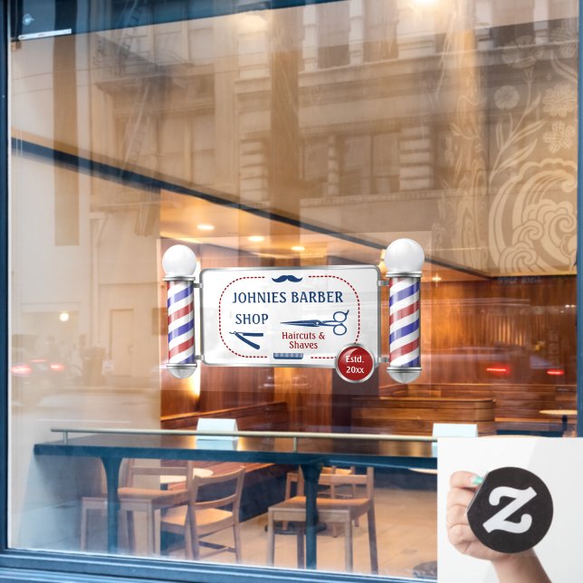 Vinilos Para Cristales Personalizar poste de barbero Negocio de Barbería (Ventana de cafetería)