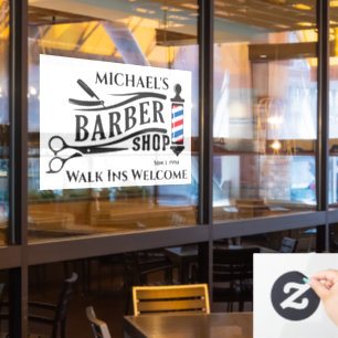 Vinilos Para Cristales Personalizar poste de negocio de Barbería genérica