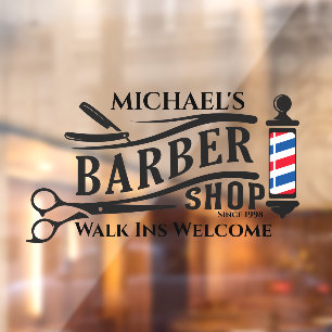Vinilos Para Cristales Personalizar poste de negocio de Barbería genérica