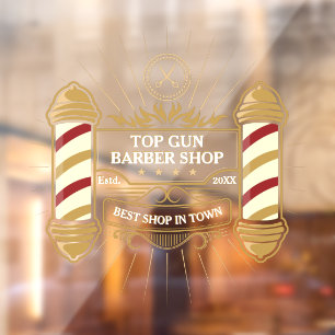 Vinilos Para Cristales Personalizar postes de barbero de oro al estilo an