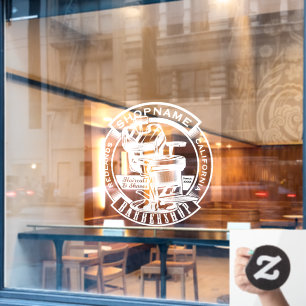 Vinilos Para Cristales Personalizar puerta de negocio de barbería blanca 